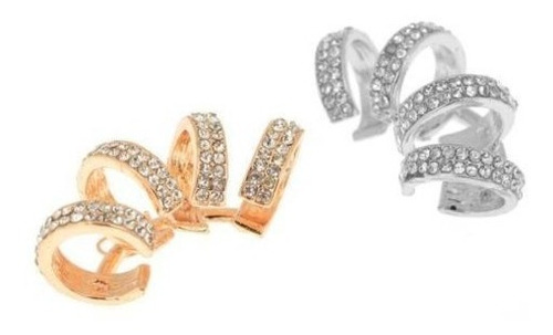 Arete Pendiente Joya Exclusiva Cuff Oreja Cristal Mujer Clip