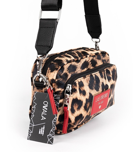 Imagen 3 de 6 de Cartera Bandolera Mujer Las Oreiro Animal Print Simil Cuero