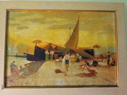 Hermoso Óleo (marina)  Costa De Marfil - D. Fenzi 40 X 60 Cm