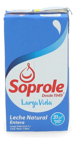 Leche Entera Uht Con Tapa Soprole 1 Lt(12 Unidades) Super