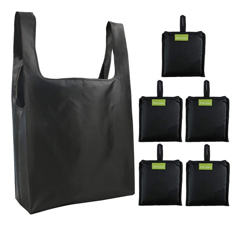 Set 5 Bolsas Reutilizables Para Compras Color Negro Beegreen