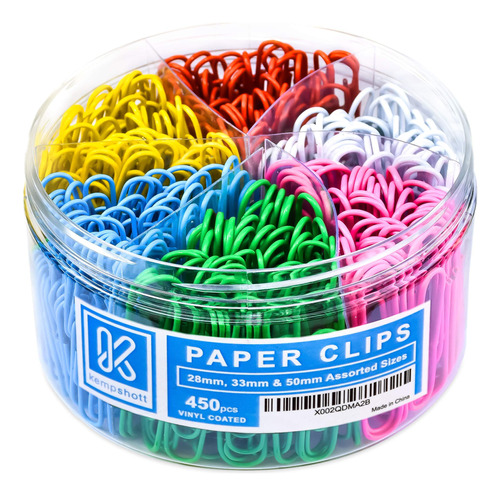 Kempshott 450 Clips De Papel De Colores Surtidos, Clips De P