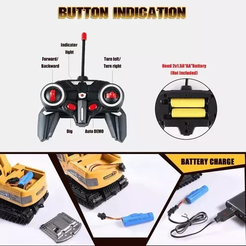 Tractor Retro, Excavadora, Control De 6 Canales, Mueve La Pa