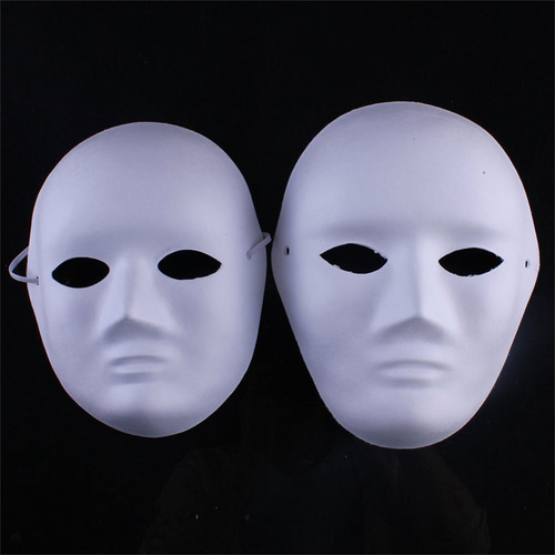 N Máscaras Faciais Completas, Papel Em Branco, Tinta Preta