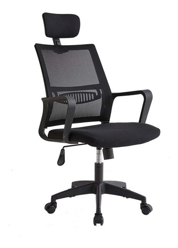 Silla de escritorio Su Ferretería Online 294H ergonómica  negra con tapizado de cuero sintético