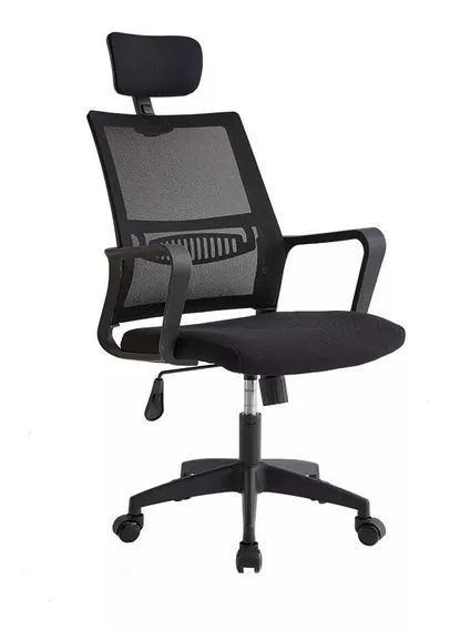 Silla de escritorio Su Ferretería Online 294H ergonómica negra con tapizado de cuero sintético