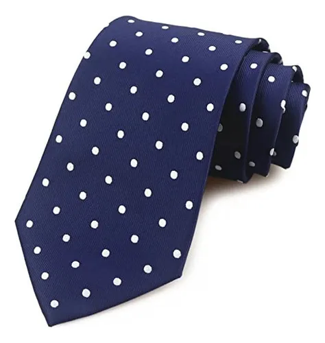 Vinesen Corbata De Seda Con Lunares Blancos Y Azul Marino Pa