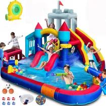 Comprar Tobogán Acuático Inflable, Casa Inflable 11 En 1, Doble Tobo