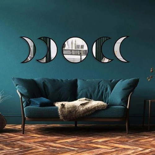 Estilo Nórdico Espelho Decorativo De Madeira Fase Lua Mirro1