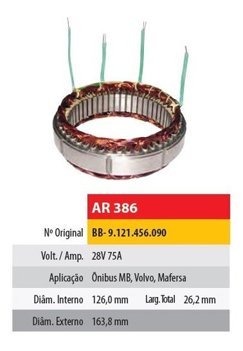 Estator 24v 75amp Mercedes Benz Omnibus (126x163,8x26,2)