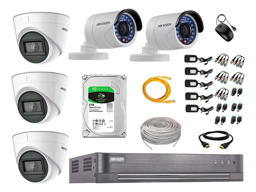 Kit 5 Cámaras De Seguridad Full Hd Hikvision 3 Camara Audio