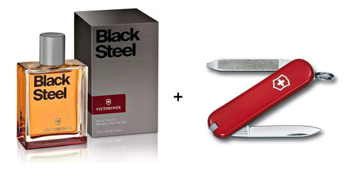 Kit Perfume Victorinox Black Steel Edt 100ml E Canivete Suíço Escort 6 Funções Original