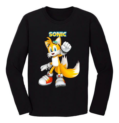 Remera Adulto Sonic Mangas Largas Algodon