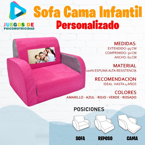 Imagen 10 de 10 de Sofa Cama Para Niños Y Niñas