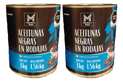 Aceitunas Negras En Rodajas 3 Kg 2 Latas En Total 6kg