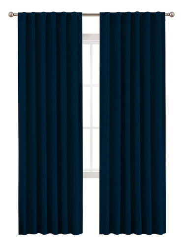 Cortinas Blackout Textil 2 Paños 140x220cm Azul Haussman