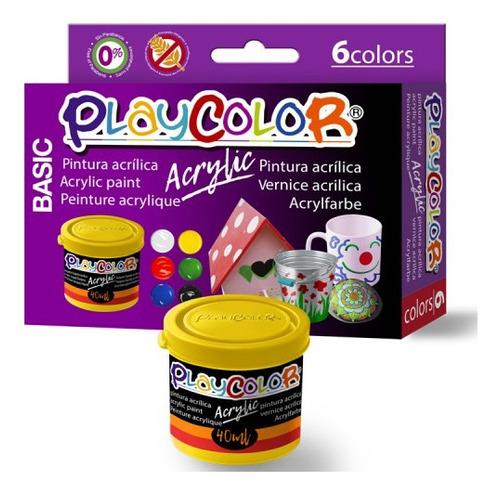 Pintura Acrilica Colors Basicos 40ml. 6 Colores