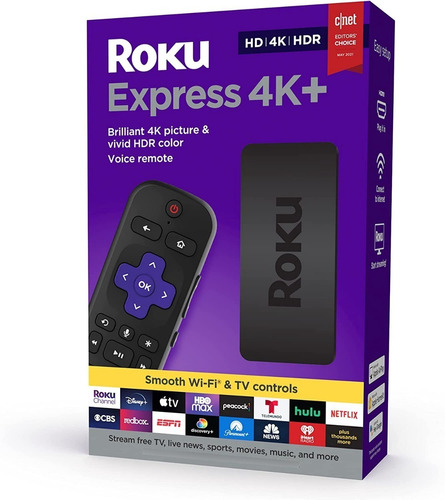 Roku Express 4k+ 3941 4k Mando De Voz, Control Del Tv Negro
