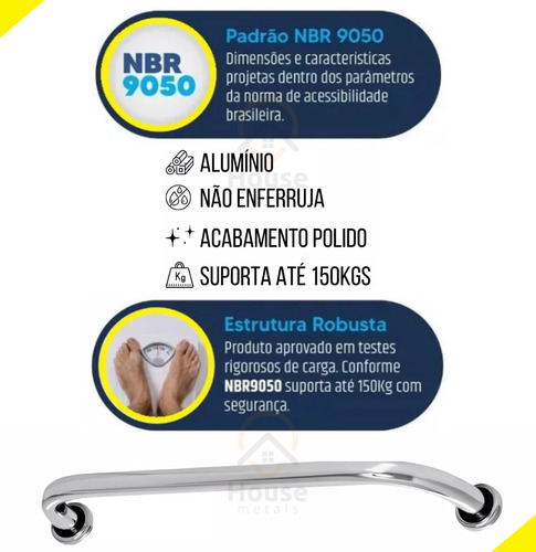 3 Barras De Apoio Kit De Alças Com 2 De 60cm E 1 De 50cm