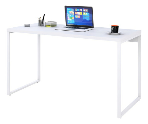 Mesa Kuadra 135x60x75cm Estrutura Branca Cor Branco Chess / Est.branca