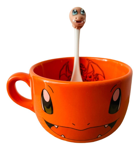 Tazón Charmander Pokemon Con Cuchara Artesanal 