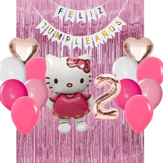 Combo Cumpleaños Globos Tematica Deco Hello Kitty
