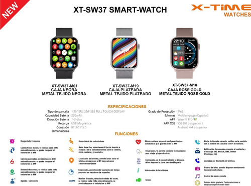 Imagen 2 de 3 de Smartwatch Inteligente Android iPhone X Time W37 Metal