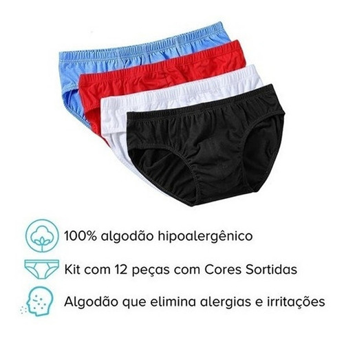 Imagem 3 de 7 de 12 Cuecas Slip 100% Algodão Atacado Barato Lançamento Top