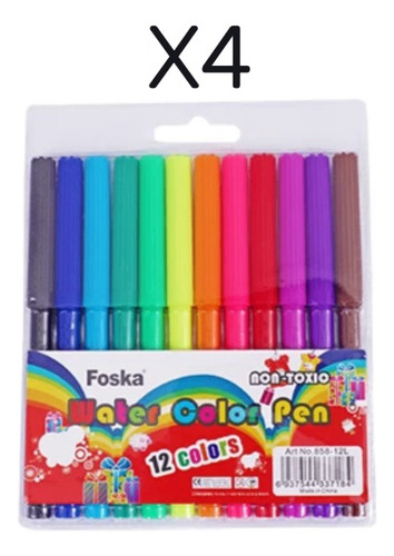 Marcadores Foska 12 Colores Escolares Combo