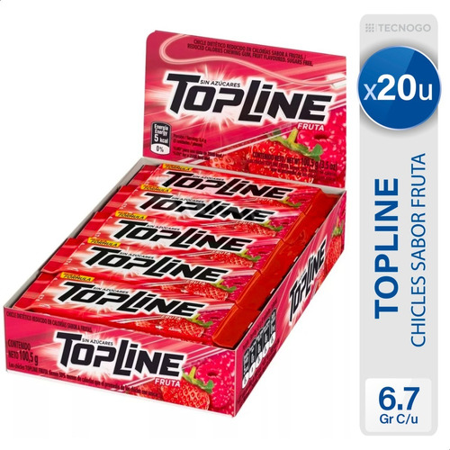 Chicle Top Line Fruta Dietetico Dulce - Caja X20 Unidades