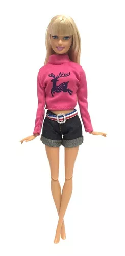 Roupa para boneca Barbie conjunto short e blusa