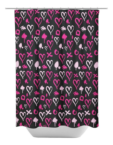 Imagen 1 de 4 de Cortina De Baño Plastica+protector+ganchos Amalfi