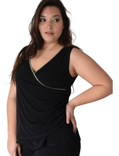 Imagen 2 de 5 de Remera Blusa Fiesta Musculosa Seda Talles Grandes Especiales