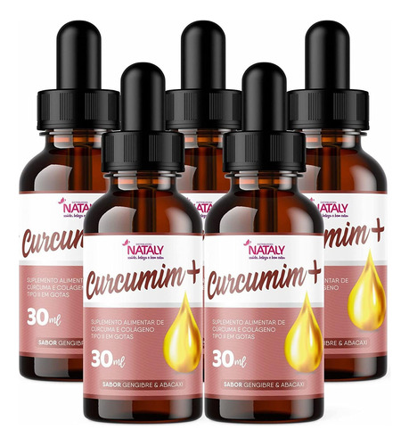 Kit 05 Curcumim+ Cúrcuma E Colágeno Tipo Ii Em Gotas 30ml