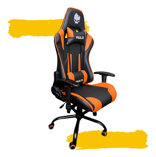 Cadeira Escritório Profissional Preta Vermelha Gamer 150kg Cor Laranja Material Do Estofamento Couro Sintético