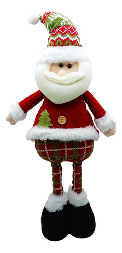 Enfeite Papai Noel Grande Pé Sanfonado 60cm Pelúcia Lã Luxo