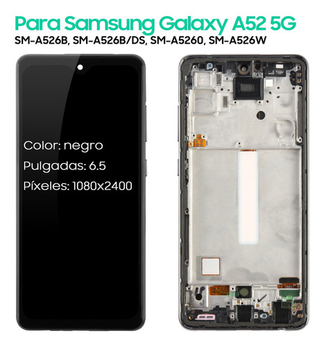 Pantalla Táctil Oled De La Marca Agcut Con Marco Para Samsung Galaxy A52 5g Sm-a526b, Sm-a526b/ds, Sm-a5260, Sm-a526w, Sm-a526u, Sm-a526u1 (compatible Con Huella Digital)
