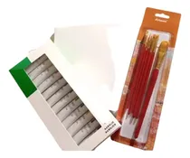 Comprar 12 Acrílicos Reeves + 4 Cartónes Entelado 20x20 Cm Pinceles 