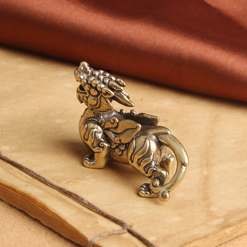 2x Oriental Feng Shui Latón Estatua Estatuilla Colección