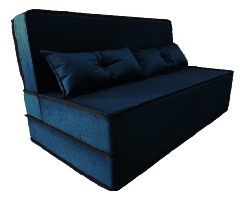 Puff Ou Colchão Ou Sofá Casal - D40 3 Em 1 Cor Azul