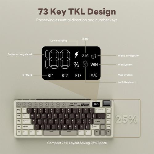 Teclado Mecánico Inalámbrico Español Rk Royal Kludge M70 70%