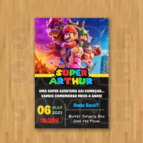 Convite Virtual Arte Digital Super Mario Bros o Filme