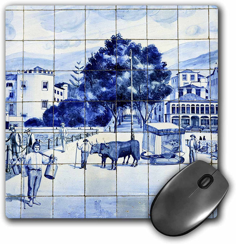 Mouse Pad Pintura Azulejos Madeira Portugal 8 X 8 Pulgadas