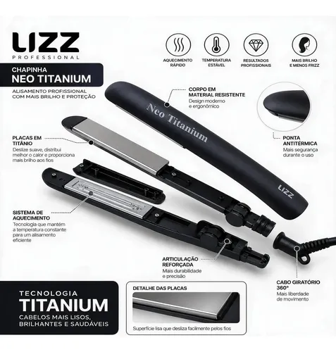 Prancha Neo Titanium Cinza 230c 450f Bivolt