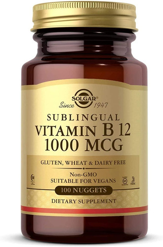 Solgar Vitamina B12 Sublingual 1000mcg 100nuggets Sabor Unflavored