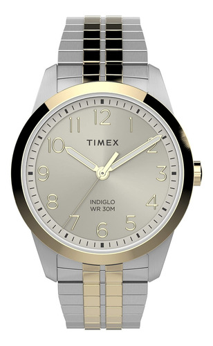 Reloj Hombre Timex Tw2v046009j Cuarzo Pulso Bicolor En Acero