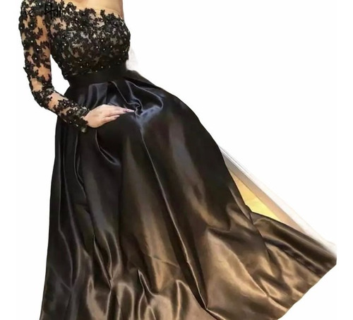 Hermoso Vestido Noche Color Negro Personalizado A La Medida | Meses sin  intereses