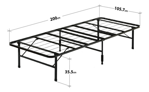Imagen 2 de 9 de Base De Cama Europea Zinus 1.5 Plazas Long 105x200x36cm