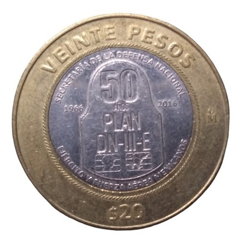 Moneda 20 Pesos Plan Dn 3 Año 2016 Brillo Original Envio $40