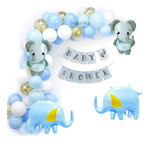 Combo Arco Baby Shower Elefante Celeste Elefantito Kid 
